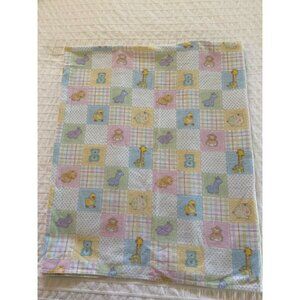 Little Ones By Dena Vintage‎ Unisex Baby Blanket Flannel Animals Pastel Colors